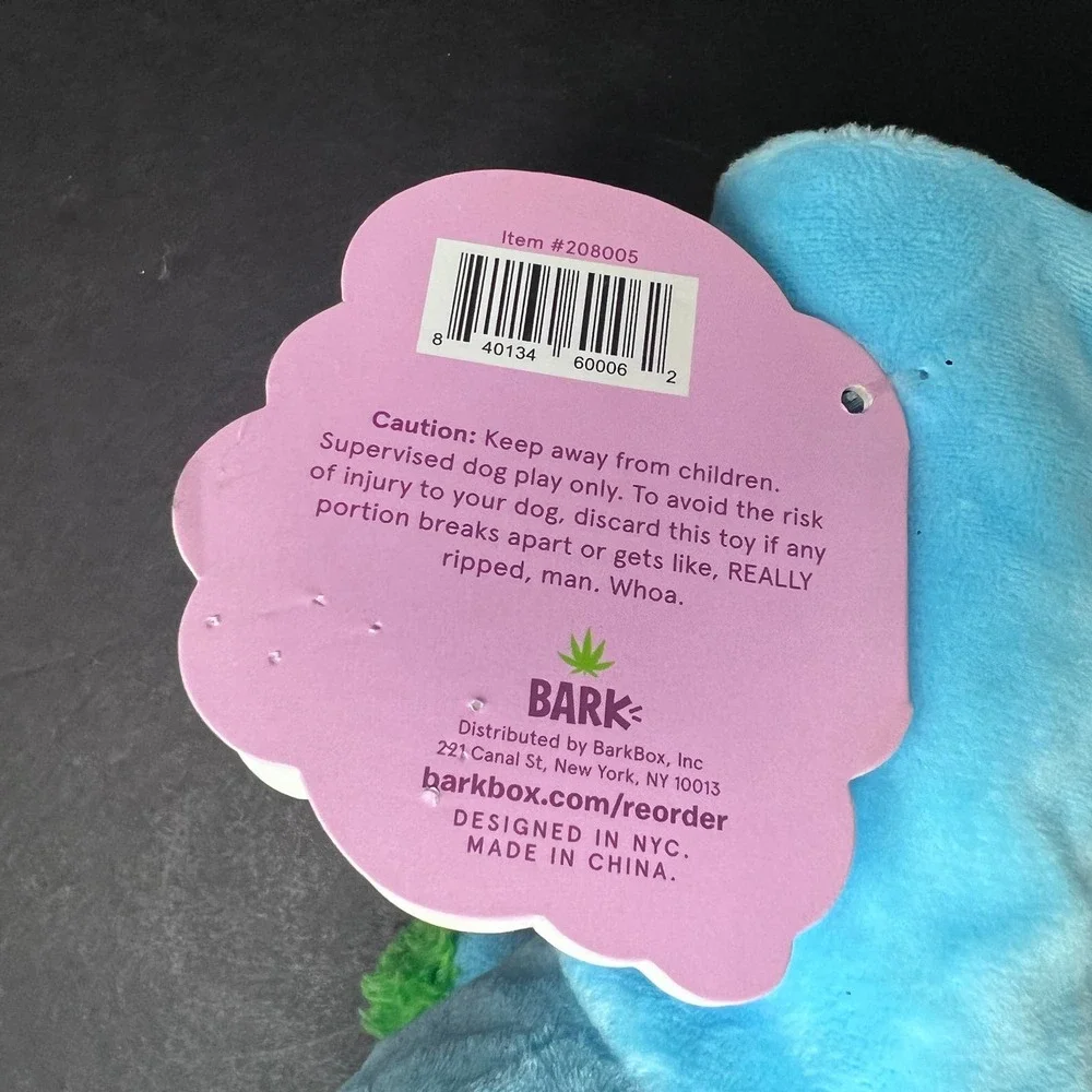 Bark Box Get a Bong Lil Doggy‎ 420 Toy M/L Plush Squeak Spiky Ball Crinkle New